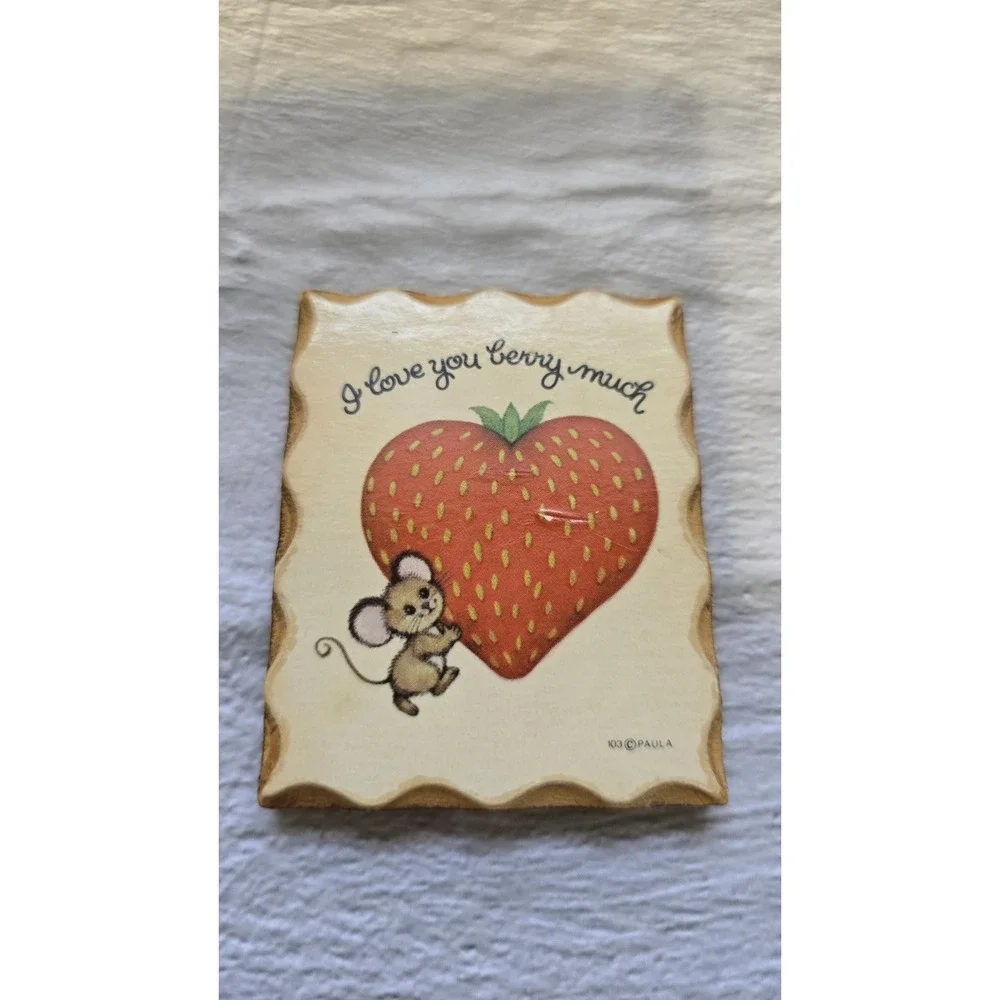 Refrigerator Magnet By Paula With Strawberry And Whimsical Mouse 
